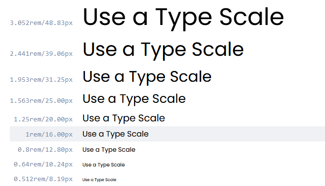 An example type scale